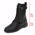 Detailansicht der schwarzen Schnürstiefelette mit 18 cm Schaft und 3,5 cm Absatzhöhe - 36 / Schwarz