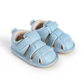 Close-up view of light blue breathable baby summer sandals and soft pre-walker shoes - Insole Length 11cm / Sky Blue