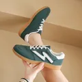 Classic dark green women's German army trainer sneakers with white laces and gum soles - 35 / GAT Style (1088) / Green