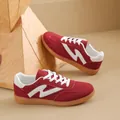 Stylish maroon suede German army trainers with white lightning logo and durable gum sole. - 35 / GAT Style (1088) / Red