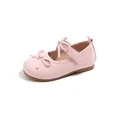 Elegant pink patent leather girl's Mary Jane shoes featuring a cute double bow design - Size 23 Inner Length 14.2cm / Pink