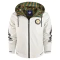 Stylish men's slim-fit cream hooded jacket with plaid lining and LEDUNTINO branding - Euro XS / Tops / White