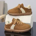 Brown vintage German Army Trainer sneakers for women, casual suede-like lace-up flats - 28 / Brown