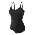 Black seamless bodysuit shapewear with adjustable straps for tummy control - S / Tops / Black