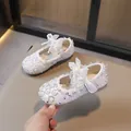 Zapatos de princesa blancos para niñas con pedrería y lazo de perlas grande - 23 / Blanco Roto