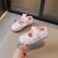 Zapatos de princesa rosa con purpurina para niña con lazo de perlas - 23 / Rosa