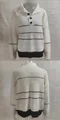 Detailweergave van de voor- en achterkant van een wit gestreepte gebreide damestrui - S / Tops / Wit