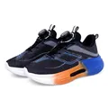 Lightweight breathable mesh running shoes with rotary dial and blue-orange gradient sole - 31 / Black Blue