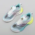 Breathable men's sports running shoes with blue-purple gradient and rotary dial knob - 31 / White Moon