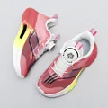 Men's pink gradient breathable mesh running shoes with dial lacing for sports and training - 31 / Magenta