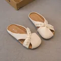 Elegantes sandalias de princesa para niña en color crema con perlas y suela suave - Talla 26 (Longitud 16.6cm) / Blanco Roto