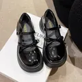 Elegante zwarte lakschoenen Mary Jane voor meisjes met strik en dikke platformzool - Zwart