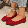 Eleganti ballerine in velluto rosso da donna con punta quadrata e comfort totale - Rosso