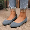 Ballerine piatte minimaliste in camoscio grigio a punta quadrata per donna con scollatura bassa - 36 / Grigio