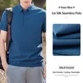 Men's ice silk seamless Polo shirt in haze blue featuring cool and breathable fabric - M / Tops / Haze Blue