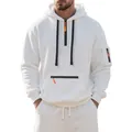Hochwertiger weißer Herren-Fleece-Hoodie mit stylischen orangefarbenen Reißverschlüssen - M / Weiß