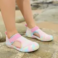 Pink and blue gradient kids mesh water shoes for summer outdoor activities and play - Camo Pink