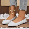 Eleganti ballerine in camoscio grigio a punta quadrata con un comodo design slip-on. - 36 / Bianco