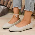 Eleganti ballerine beige a punta quadrata con finitura in pelle scamosciata da donna - 36 / Bianco avorio