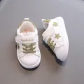 Toddler white sneakers with gold glitter stars and hearts, Velcro strap closure design. - Inner Length 12.5cm / Size 16 / Gold