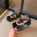 Elegantes zapatos Mary Jane Lolita negros con adornos de cerezas y lazos, tacón bajo. - 26 / Negro
