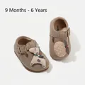 Cute brown toddler walking shoes with cartoon giraffe patch for baby boys girls - Size 17/Inner Length 13cm / Giraffe Style (20MBX53003) / Tan