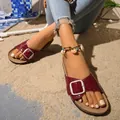 Close-up of burgundy croc-embossed sandals with vintage silver buckle detail on beach sand - 35 / Burgundy