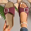 Vintage burgundy Birkenstock style sandals with silver buckle for summer beach wear - 35 / Burgundy
