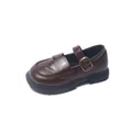 Classic dark brown British style Mary Jane leather shoes for little girls with buckle. - Size 23 Inner Length 14.8cm / Brown