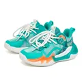 Premium boys' basketball shoes in vibrant teal and orange with breathable mesh upper - 28 / Green