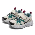 Sneaker traspiranti in mesh per ragazzi in beige e verde acqua con suole morbide e velcro - Verde chiaro