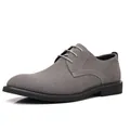 Stilvolle graue Herren-Derbyschuhe aus Wildleder-Optik mit robuster schwarzer Sohle - 39 / Grau