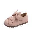 Rosafarbener Mädchenprinzessinenschuh aus Wildleder mit Schleifen und weicher Gummisohle - Größe 26 (Innenlänge 16.3cm) / Rosa