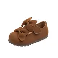 Klassische braune Mädchenschuhe mit Schleife und weicher Sohle für Prinzessinnen. - Größe 26-30 / Schleifendekoration (576) / 5 Paare / Braun
