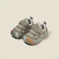Lauflernschuhe für Kleinkinder mit bunten Graffiti-Sohlen und praktischem Klettverschluss - Grau