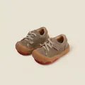 Braune Kleinkinder-Laufschuhe mit Zehenschutz aus Gummi für Jungen und Mädchen - Khaki