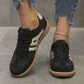 Women's stylish black and beige German Army Trainer casual sneakers with non-slip gum sole - 36 / Black