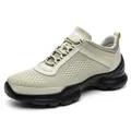Men's breathable mesh hiking shoes in beige and black with shock-absorbing sole - 36 / Sand