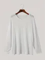 Dettaglio della texture a coste bianche leggere e del design con spalle scese - Taglia S / Top / Bianco