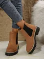 Premium bruine suède Chelsea-boots voor dames met dikke zwarte profielzolen en elastiek - 36 / Bruin