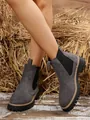 Grijze suède Chelsea boots voor dames met dikke antislip plateauzool - 36 / Grijs