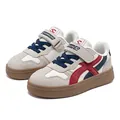 Children's white sports sneakers with red and blue side stripes and non-slip rubber sole - 26 / Grey-Beige