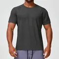 Camiseta deportiva gris carbón para hombre, secado rápido y manga corta para fitness - Gris Volcánico