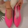 Bailarinas de punto rosa vibrante con punta estrecha y malla transpirable para mujer - 36 / Rosa rojo
