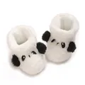 Detailed view of plush panda baby boots with soft fleece material and cute ears. - Inner Length 11cm / White Black