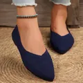 Elegantes manoletinas de mujer con punta fina en malla azul marino para un uso diario casual y cómodo - 36 / Azul marino