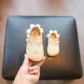Elegante off-white babyschoentjes prinsessenstijl met kant en riempjes - Beige