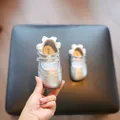 Elegante zilveren prinsessenschoenen voor baby meisjes met strik en dubbel bandje - Zilver