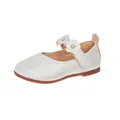 Elegant girls' floral Mary Jane princess shoes in pearlized silver finish for parties - Size 23 (Insole 14.3cm) / Silver