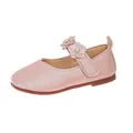 Elegant pink girls Mary Jane shoes with lovely floral decorations and pearl accents - Size 23 (Insole 14.3cm) / Pink